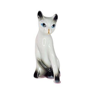 Bone China White Cat With Blue Eyes Miniature Figurine Vintage Cottage Core